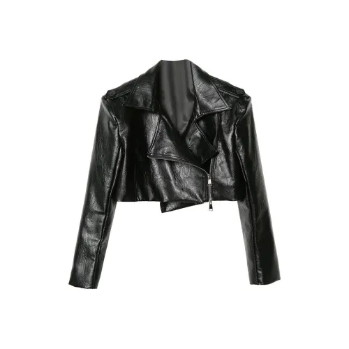 YITOUAGUA Черные Женские Кожаные Куртки