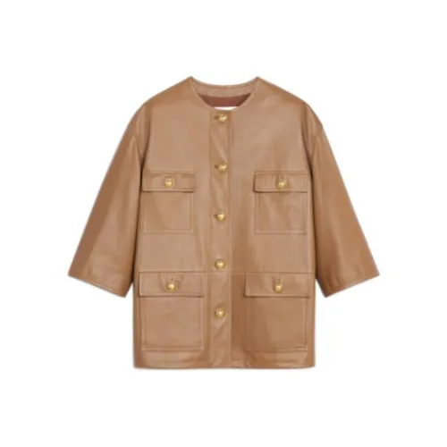 CELINE Коричнево-желтые Женские Кожаные Куртки