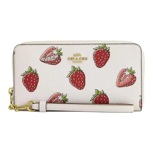 COACH Покрытый холст Длинный кошелек Маленький Женский Мел Белый