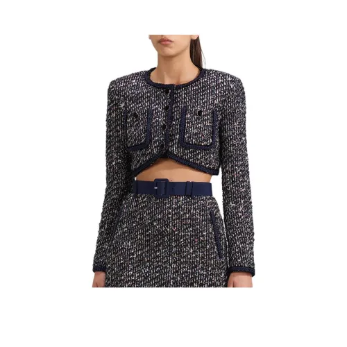 Self Portrait SS23 Cropped Coat Women's Mixed Black Self Portrait SS23 Укороченное пальто женское смешанный черный
