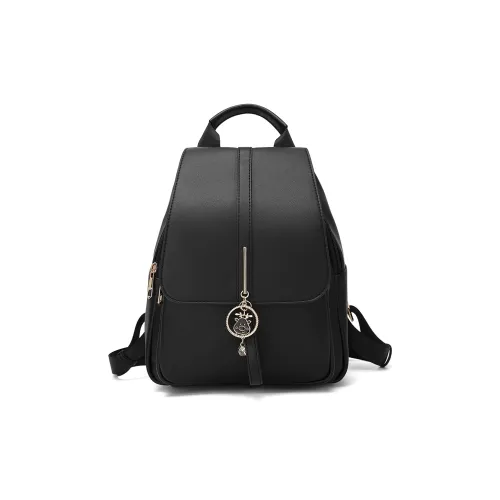 MEXICAN Полиуретан Рюкзак Стандартный Женский Черный Экрю и Кофейный