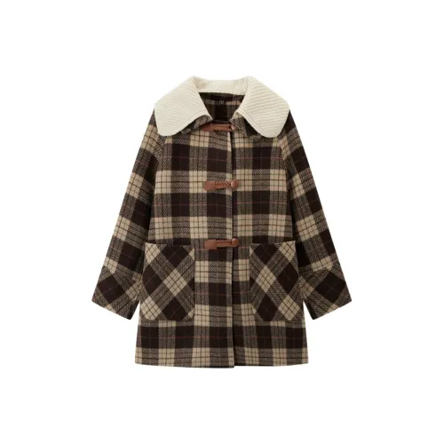 EICHITOO Куртка Женская Темно-Коричневая Клетка