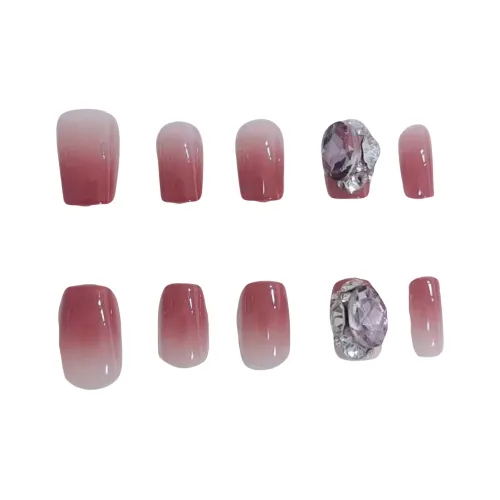 Gentle Welcome Градиентный Большой Ромб S055 Розовый Лес False Nail Короткий LADDER Розовый Стиль Смузи Instagram