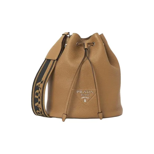 PRADA Сумка из коровьей кожи ведрообразной формы плечевая сумка женская коричневый