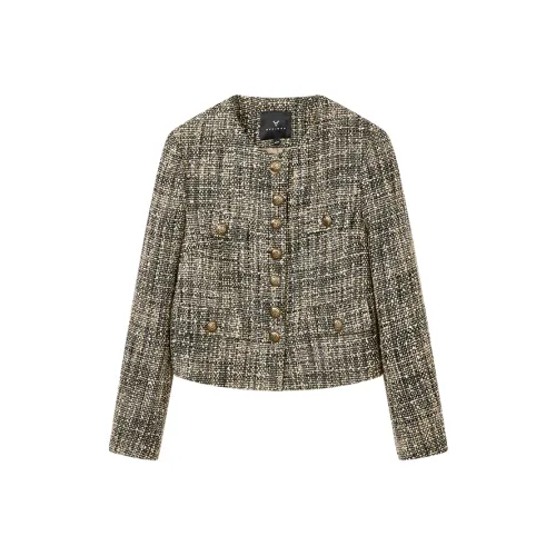 Yu Qianwen Укороченная куртка женские оливково-зеленый