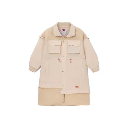 LINING Хлопковый пуховик Зимний Женский Бежевый