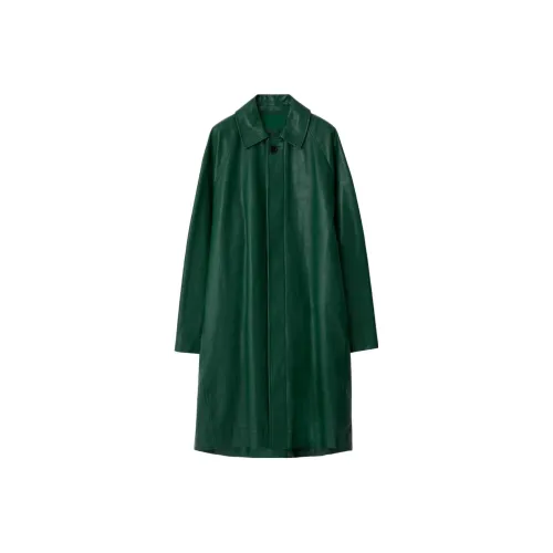 Burberry Кожа Куртка Женская Плющево-Зеленая