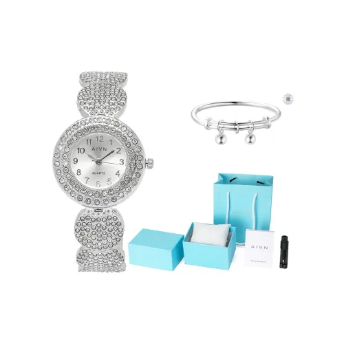 AIVN Все Over Ромб Гипсофила Кварцевый механизм Сплав Ремешок Часы Женские Серебристый Циферблат