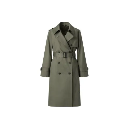 UNIQLO Тренчкот Женский Оливковый