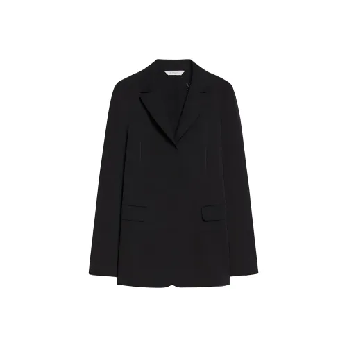 MaxMara Kaiser Коллекция Один Брейстер Технический Джерси Блейзер Бизнес Костюм Пальто Женские Черный