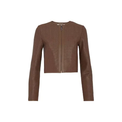 FENDI Коричневые Женские Кожаные Куртки