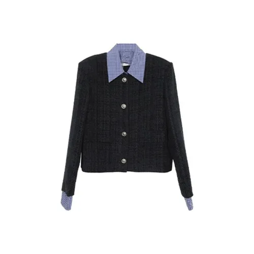 YEARNED Темно-синий женский короткий пальто