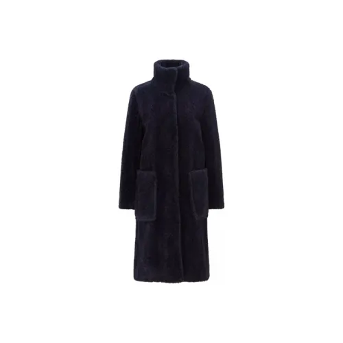 Hugo Boss Мех Свободный крой Женский Темно-синий