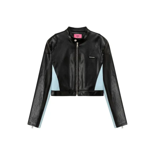 CHUU Черные Женские Кожаные Куртки