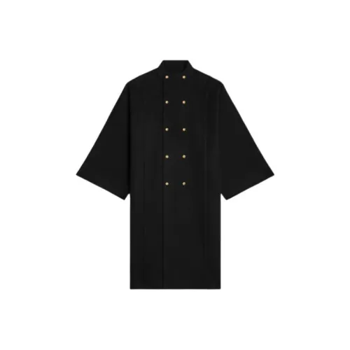 CELINE Высокий Ожерелье-чокер Плащ в Двойном Лице Кашемировое Пальто Женское Черное