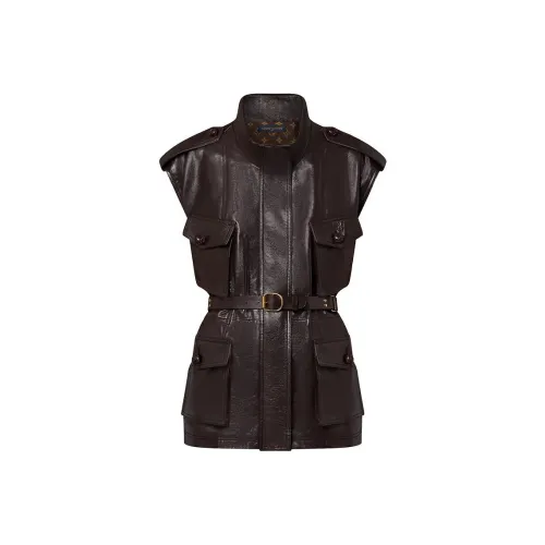 LOUIS VUITTON Кожа Куртка Женская Темно-Коричневая