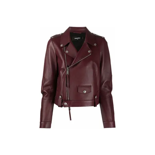 DSQUARED 2 Бургундский Женские Кожаные Куртки