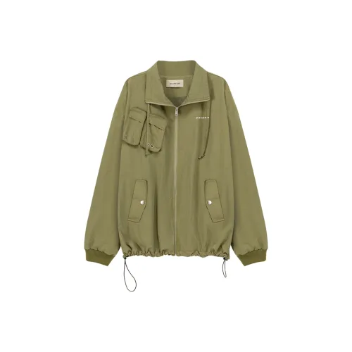 NO ONE ELSE Армейский зеленый Унисекс Короткое пальто