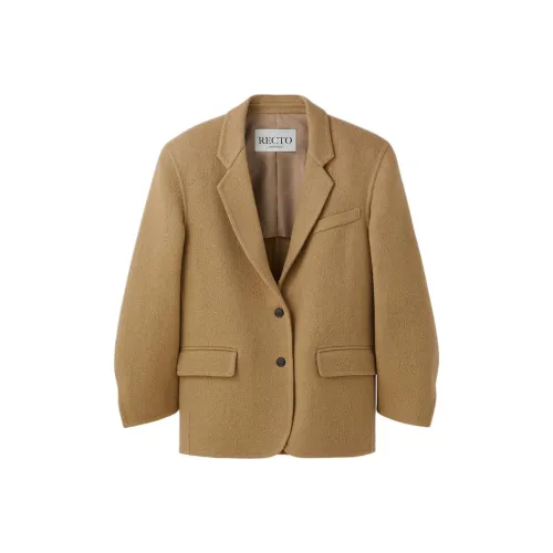 RECTO FW24 Ручная работа Один BREASTED OVERSIZED Куртка Куртка Женские CAMEL CAMEL