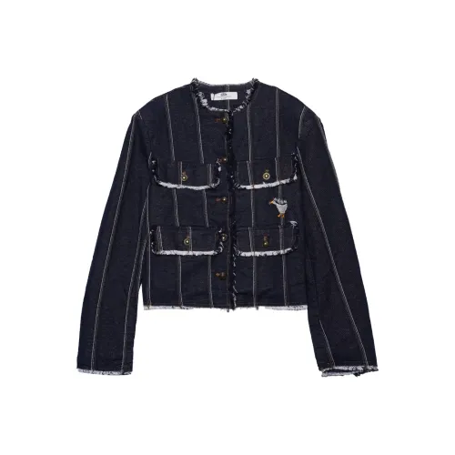 MUGUOGUOMU Cropped Coat Women's Dark Denim Blue MUGUOGUOMU Укороченное пальто женское темно-деним синий