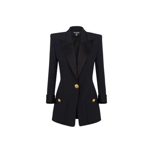 BALMAIN SS24 Бизнес Костюм Пальто Женское Черное