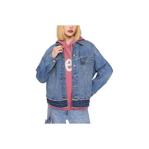 Lee совместный бренд модель Деним Куртка Женская Средняя Темно-синяя