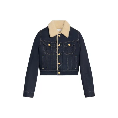 CELINE SS25 Denim Jacket Women's Washed Dark Blue