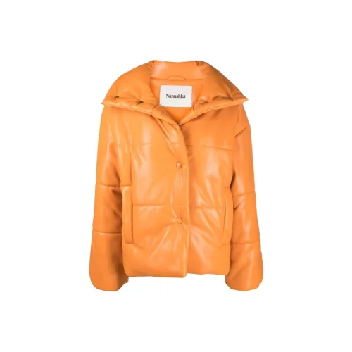 NANUSHKA SS22 Однотонный Отложной воротник Облегающий Умеренный Стандартное издание Пуховая куртка Женские Апельсин