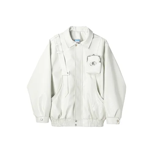 LKONE Кожа Куртка Унисекс Белый