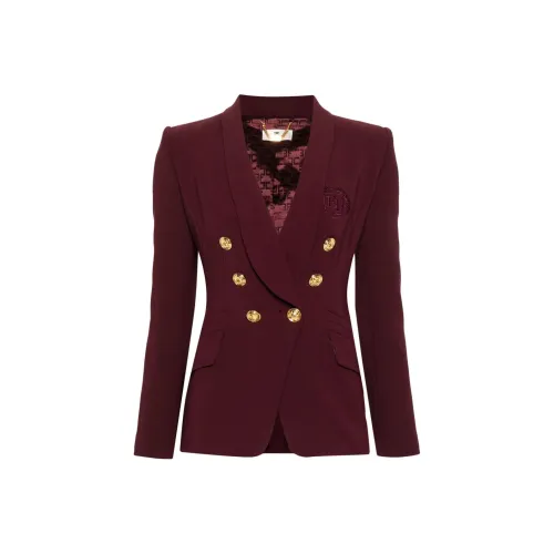 Elisabetta Franchi SS24 Бизнес Костюм Пальто Женское Бордовый