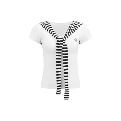 DGOLD Белая футболка T + Черно-белая шаль T Женская футболка