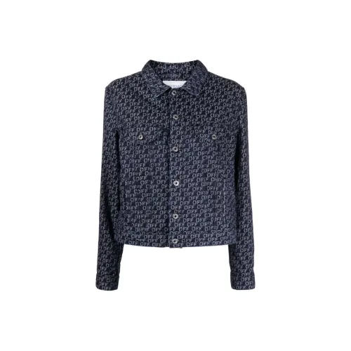 Off Белая джинсовая куртка стандартный крой женский синий