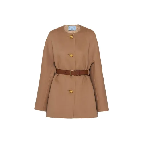 PRADA Коричневое Женское Пальто