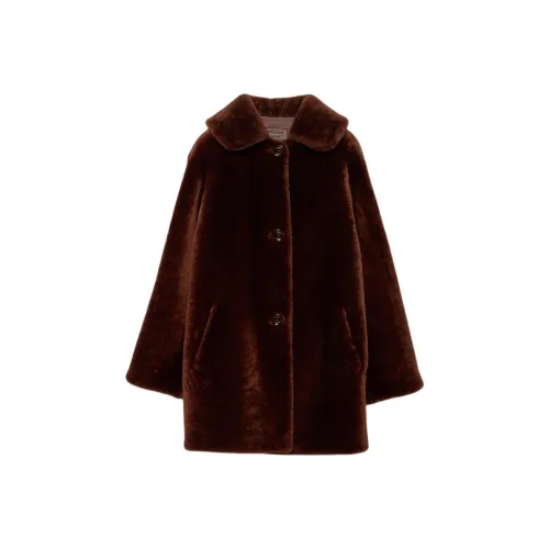 PRADA Shearling Кабан Пальто Женское Коричневое