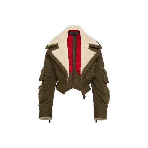 DSQUARED 2 FW24 Cropped Coat Women's Olive Green DSQUARED 2 FW24 Укороченное пальто женское оливково-зеленый