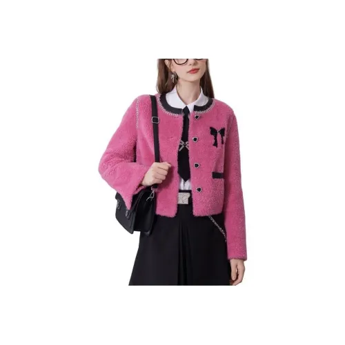 AIVEI Мех Женский Малиновый Розовый