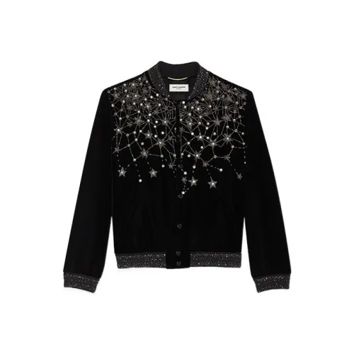 SAINT LAURENT Бейсбольная куртка Женская Черная