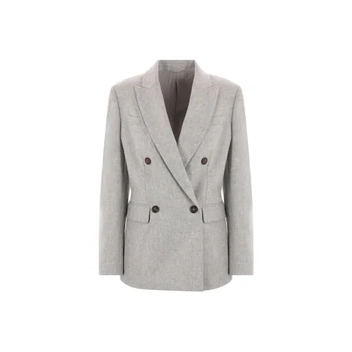 BRUNELLO CUCINELLI SS24 Бизнес-костюм Пальто Женское Светло-серое