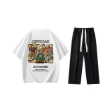 Комплект одежды (Белая рубашка с короткими рукавами + Черные джинсы)