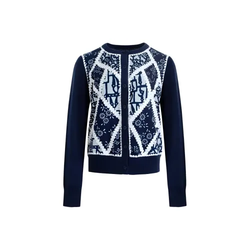 A LIFE ON THE LEFT Трикотаж Женский Синий Узор С принтом