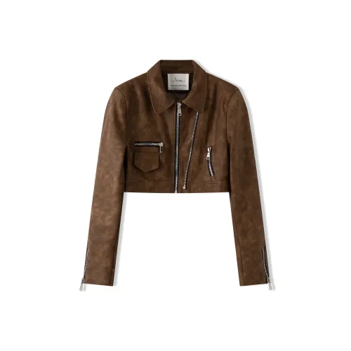 NORA.LOU Коричневая женская кожаная куртка