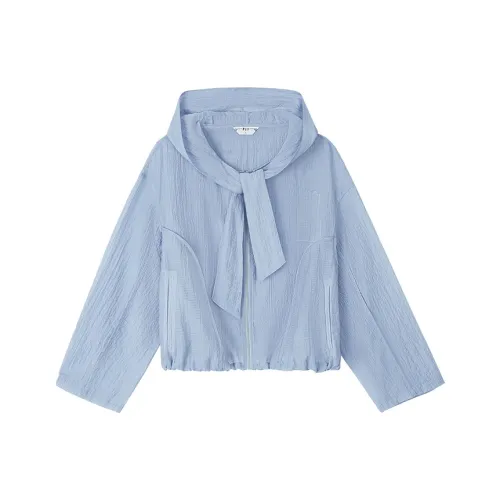 Pit Cropped Coat Women's Light Blue