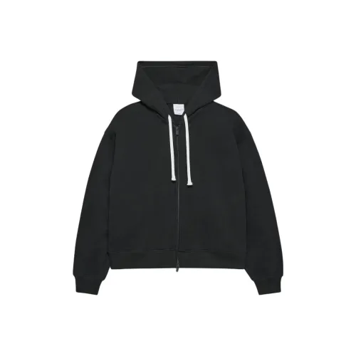 ARITZIA Cozy Sweatfleece Boyfriend Контрастность ZIP UP Толстовка Женские Черный