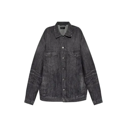 Balenciaga SS24 Denim Jacket Loose Fit Women's Charcoal Gray