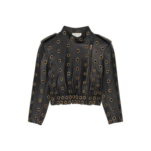 SAINT LAURENT SS22 Кожа Куртка Женская Черная