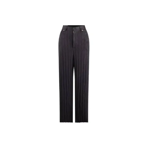 Balenciaga SS22 Ribbed Silk Pants Casual Pants Regular Fit Women's Black