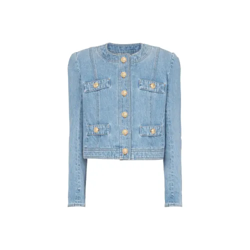 BALMAIN Синее Женское Короткое Пальто