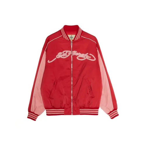 Ed Hardy Буква Свободный крой Пуховая куртка Женская Темно-красный