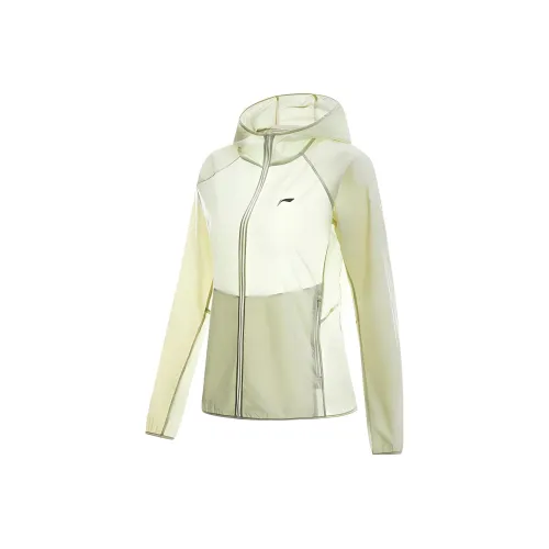 LINING Running Collection Poplar Branch Зеленый Отражающий серебристый Принт Женская одежда с защитой от УФ-лучей