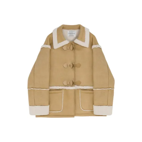VEGA CHANG Cropped Coat Women's Khaki VEGA CHANG Укороченное пальто женское хаки